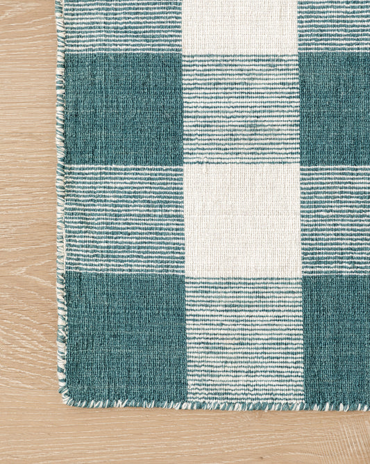 Tapis d'intérieur/extérieur tissé à la main bleu Belleville