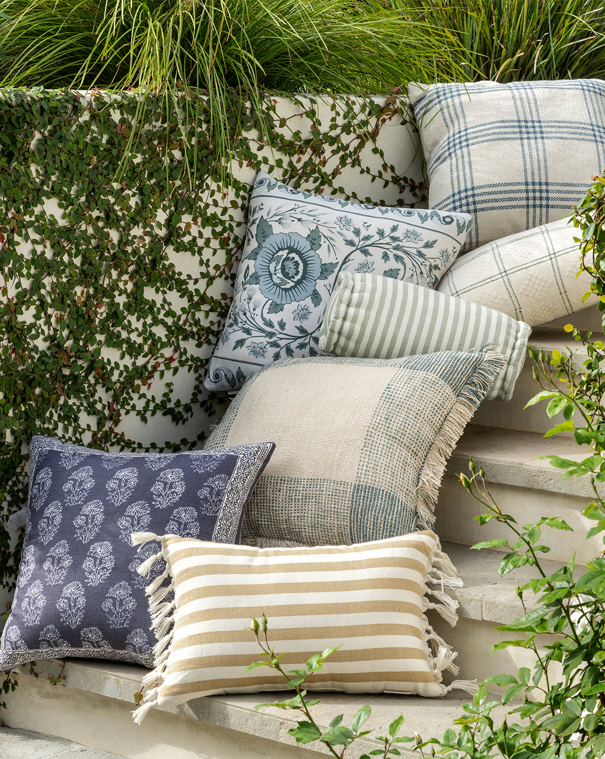 Coussin traversin rayé intérieur/extérieur